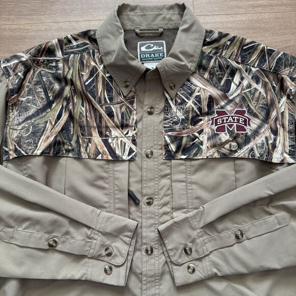 Drake Waterfowl Systems MS State Camo Hunting Fishing Shirt Men’s S Polyester - Picture 4 of 10